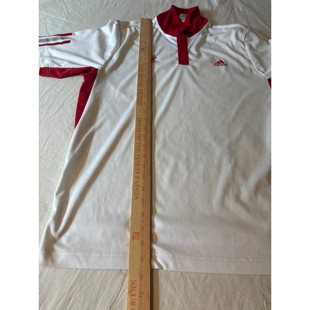 Adidas Polo Shirt Mens Large White Red  Climalite 1893 CC Graphic